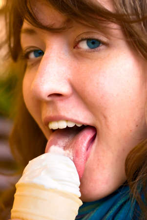 eating ice creamの写真素材