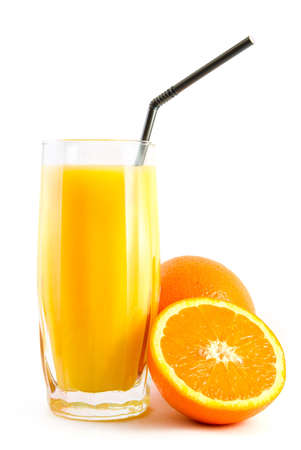 orange juice and orangesの写真素材