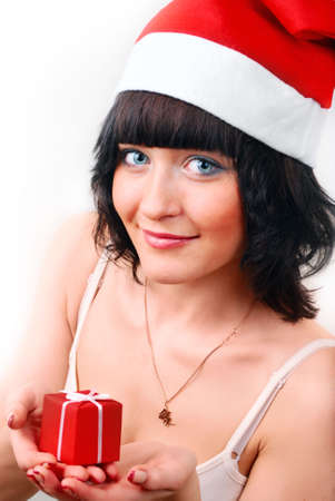 woman with a gift boxの写真素材