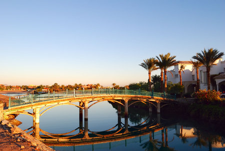 Canal in el-Gouna, Egyptの写真素材