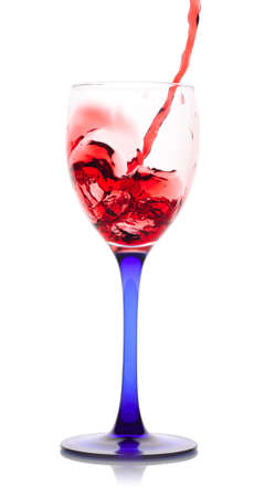 red wine glass isolated on whiteの写真素材
