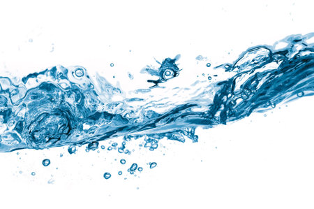 closeup of water waves isolated on white