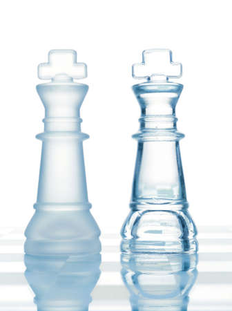 chess glass transparent kings isolated on whiteの写真素材