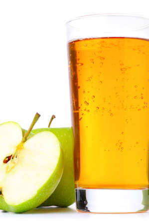 glass of apple juice and green apples isolated on white
の写真素材