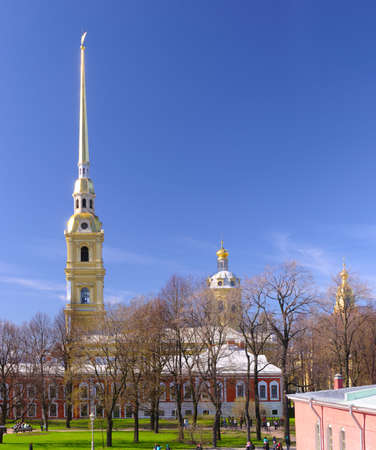 Peter and Paul Cathedral at sunny weather in Saint-Petersburg, Russia の写真素材