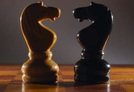 Chess knights. The concept of confrontation の写真素材