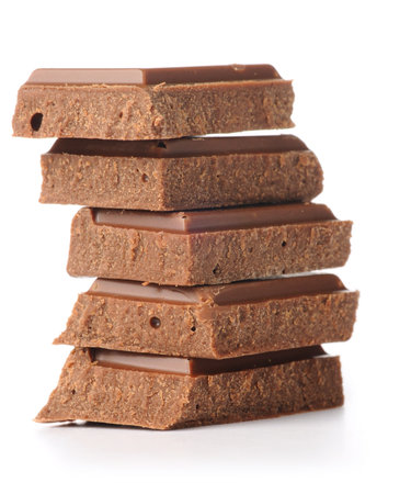 chocolate bars stacked, isolated on white 