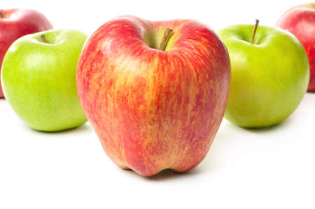  different apples isolated on whiteの写真素材