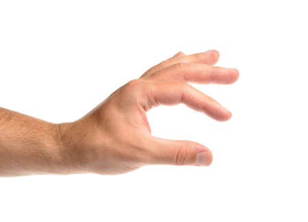 male hand is showing sizeの写真素材