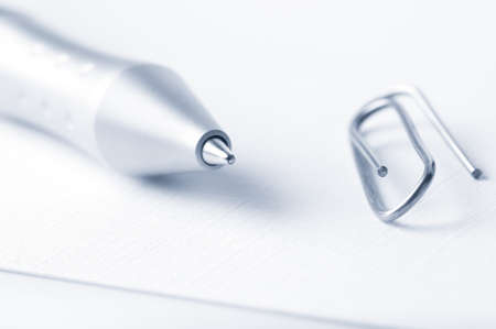 pen and fastener closeupの写真素材