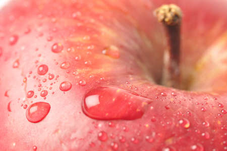 wet apple closeupの写真素材