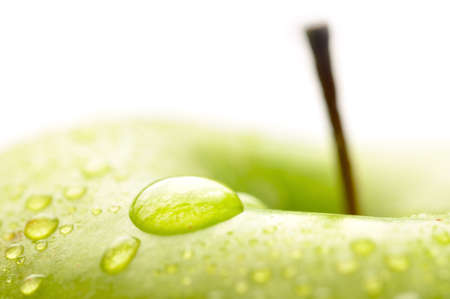 wet apple closeupの写真素材