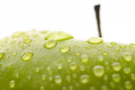 wet apple closeupの写真素材