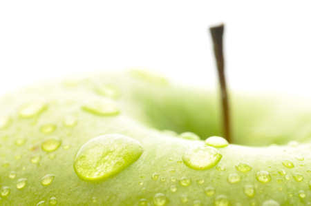 wet apple closeupの写真素材