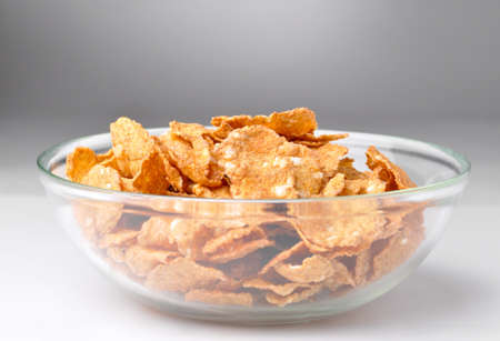 closeup of a bowl with cereal flakesの写真素材