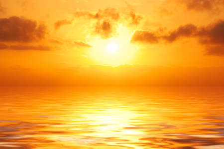 orange sunset in seaの写真素材