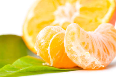 fresh mandarin isolated on white の写真素材