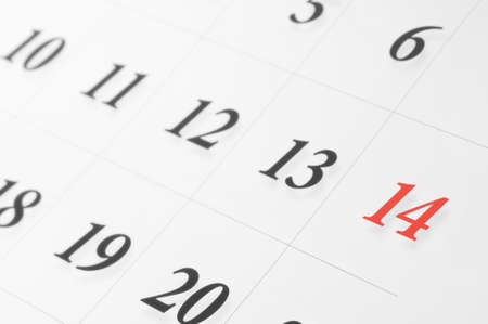 calendar with red fourteen numberの写真素材