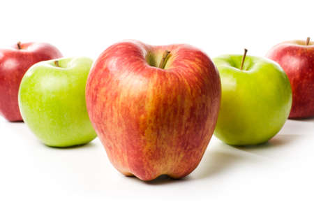 set of different apples isolated on white の写真素材
