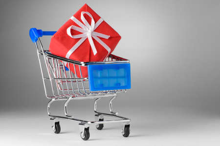 shopping cart with giftの写真素材