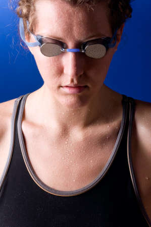 concentrated woman swimmerの写真素材