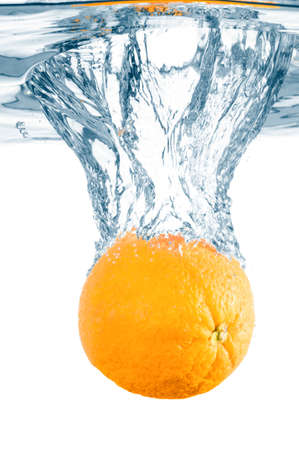 fresh orange in waterの写真素材