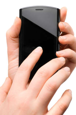 using modern mobile phoneの写真素材