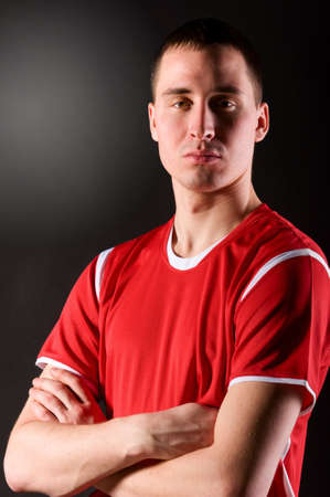 soccer player in darkの写真素材