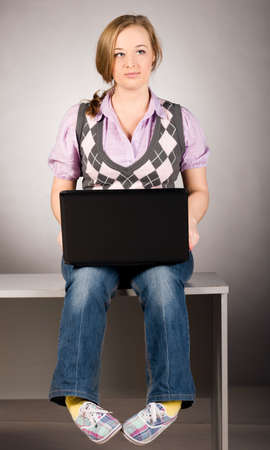 office woman with laptopの写真素材