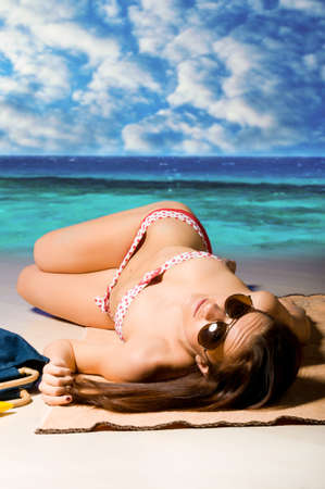 woman on beachの写真素材