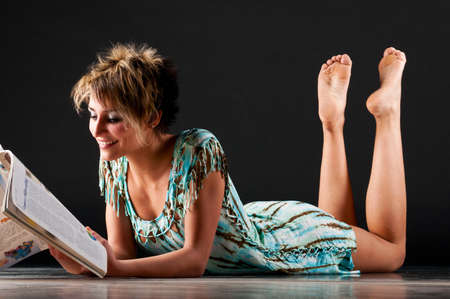 woman on black backgroundの写真素材