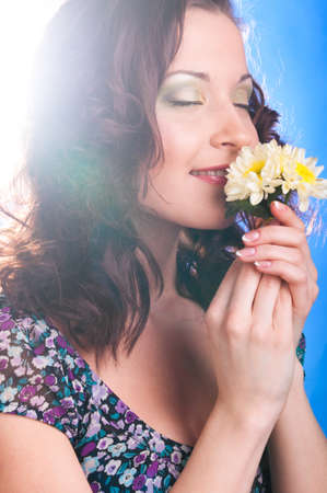 woman with flowerの写真素材