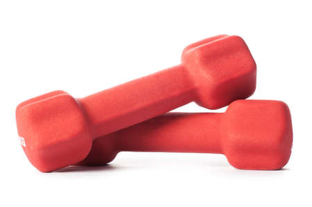 two red barbellsの写真素材