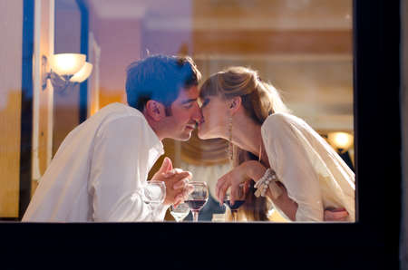 couple at restaurantの写真素材