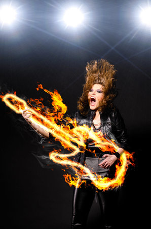 playing rock musicの写真素材