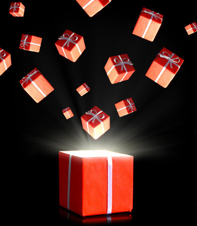 red gift boxes