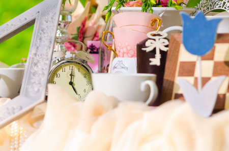 tea party in parkの写真素材