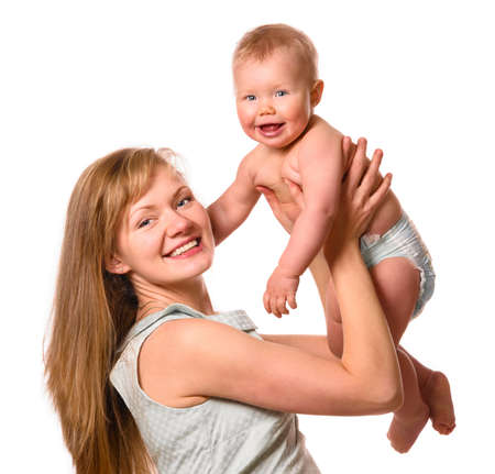 woman is holding her babyの写真素材
