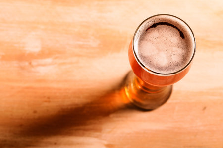 lager beer on tableの写真素材