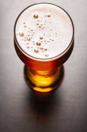 lager beer on tableの写真素材