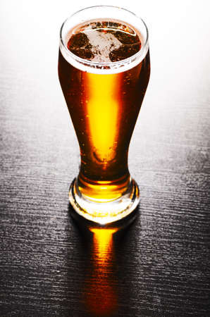 lager beer on tableの写真素材