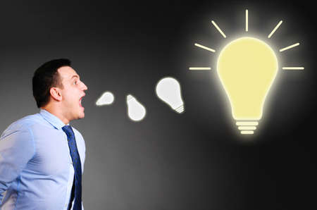 creativity  businessman is screaming and creating ideasの写真素材