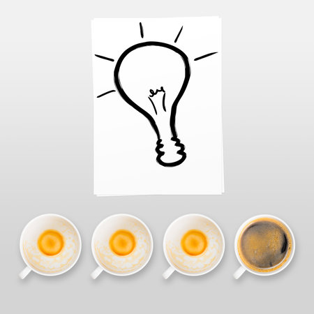 idea  empty and full cups of fresh espresso, view from aboveの写真素材