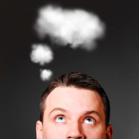 man is looking up, idea conceptの写真素材