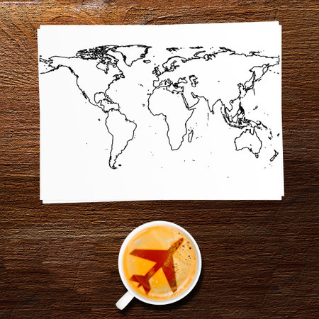 airport coffee  full cup of fresh espresso, view from above