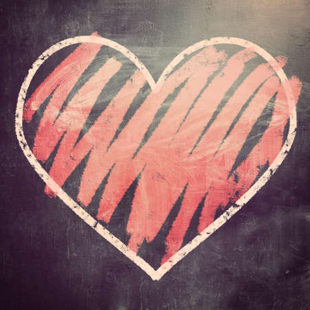 chalk board with heart symbolの写真素材