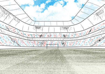 sketch of soccer or football stadium backgroundの写真素材
