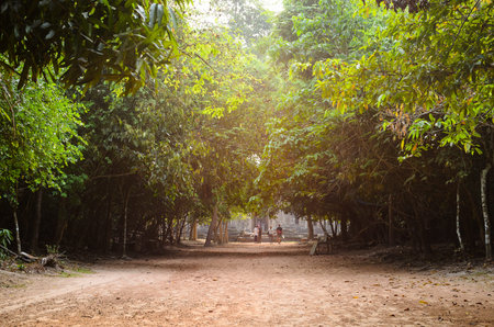Preah Khan, part of Khmer Angkor temple complex, popular among tourists ancient landmark and place of worship in Southeast Asia. Siem Reap, Cambodia.の写真素材