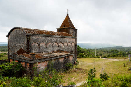 Abandoned christian church on top of Bokor mountain in Preah Monivong national park, Kampot, Cambodiaの写真素材