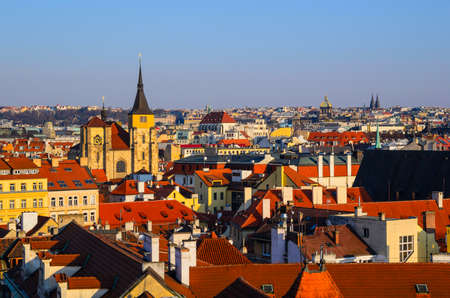 sunset view of Prague old town from above, Czech Republicの写真素材